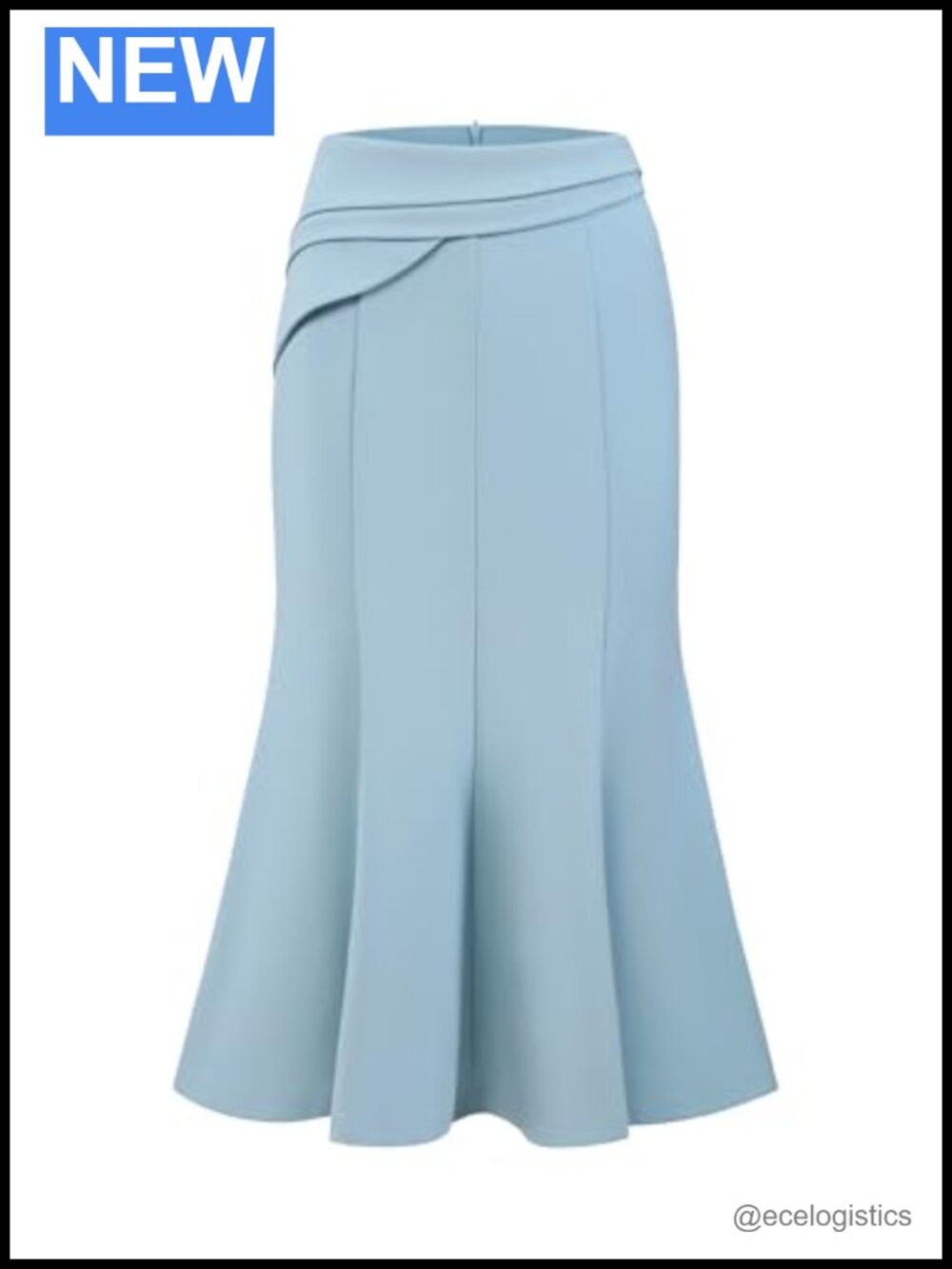 Women's Midi Mermaid Skirt High Waist Elastic Fishtail Pleated Office Work
